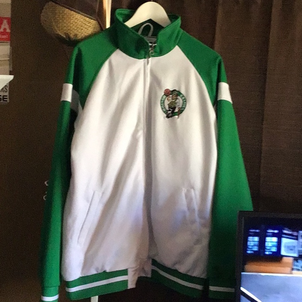 Boston Celtics Track Jacket Green and White Official Logo